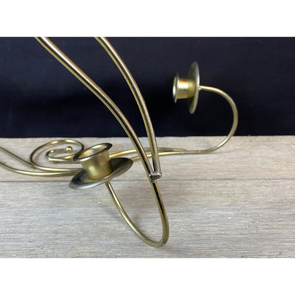 Vintage Gold Tone Scroll Candle Sconce Metal Candle Holder Taper Candle 16.5” - Picture 5 of 8